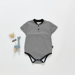 Ins Korean Version 2021 Summer Boys Baby Infants Climbing Suit Cool Striped Onesie First Birthday Casual Climbing Suit