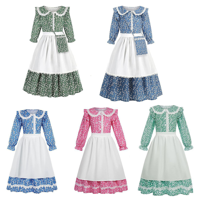 Amazon Summer New Pastoral Maid Pioneer Costume Floral Colonial Prairie Lolita Floral Dress Amazon Summer New Pastoral Maid Pioneer Costume Floral Colonial Prairie Lolita Floral Dress