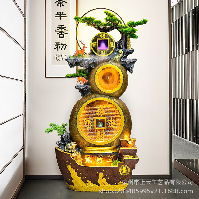 葫芦流水摆件假山喷泉中式禅意家居客厅庭院办公室开业招财装饰品