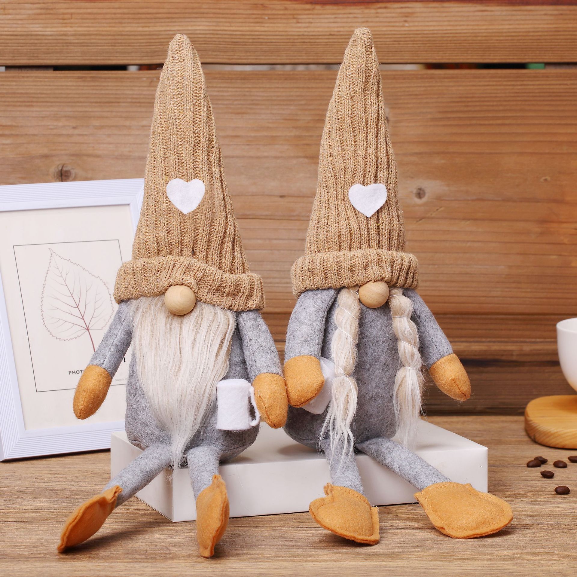 2023 transfronteriza amazon muñeca sin rostro de punto moler a mano café navidad enano rudolf adornos de decoración del hogar