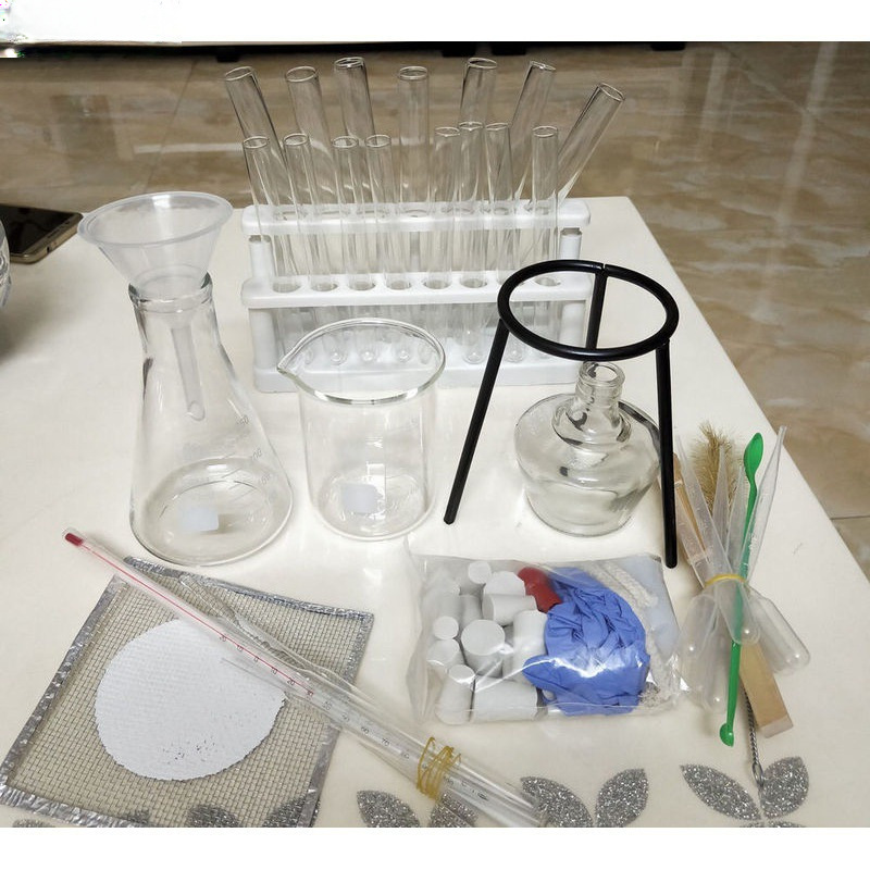 化学实验室玻璃试管烧瓶组合套装量杯酒精灯玻璃器皿全套diy工具