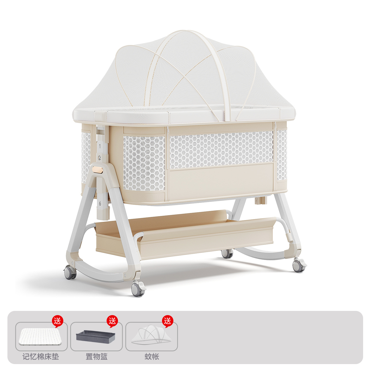 Cama para bebés, campana móvil, cuna, cama plegable portátil multifuncional, cama BB para recién nacidos, cama de empalme grande