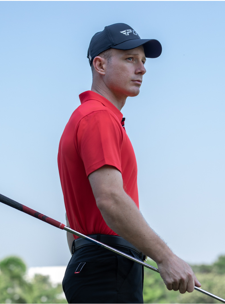 Áo polo nam golf PGM tay ngắn thấm hút nhanh khô — KUZ200-Quần trắng [Thắt lưng cao su/Găng tay dính Velcro], KUZ200-Quần tây màu xám nhạt [thắt lưng cao su/găng tay dính Velcro], KUZ200-Quần đen [thắt lưng cao su/găng tay dính], YF769-tay ngắn màu xanh hải quân chi tiết 21