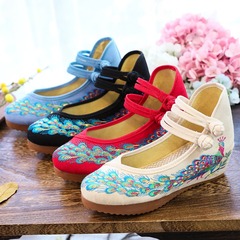 High heels, single shoes, nail bead embroidery, rubber sole embroidered women's shoes, embroidered cloth shoes, dance casual shoes