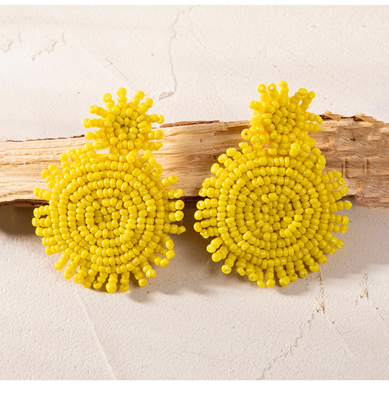 Earrings Event & Party Supplies 316 Stainless Steel Ear Needle Material Bohemian Solid Color Beaded Drop Earrings