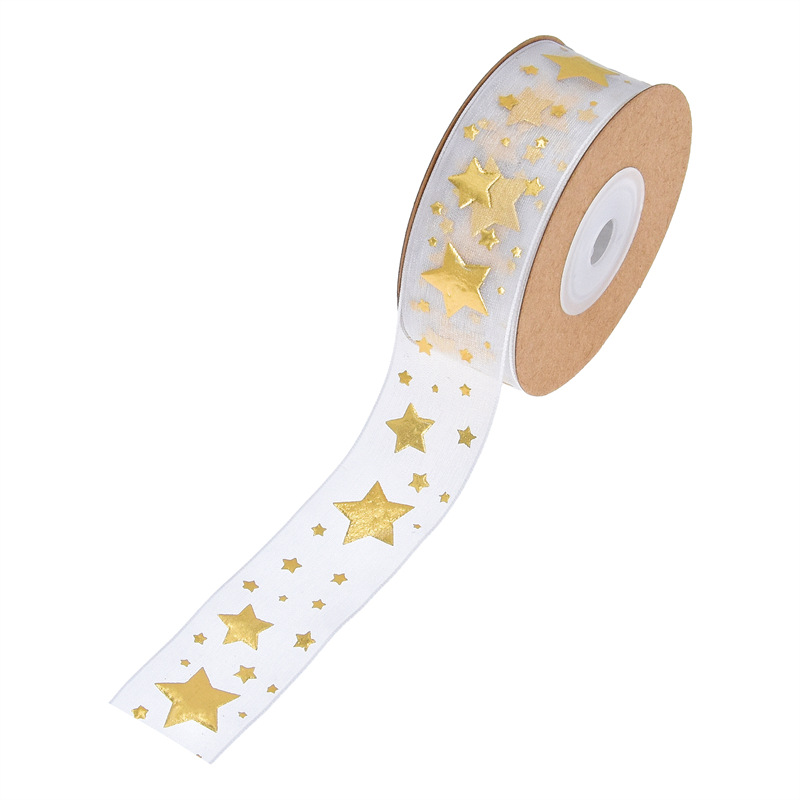 Transfronterizo pentagonal clara cinta blanca regalo de Navidad embalaje de pastel correa espuma correa de estampado 10 yardas