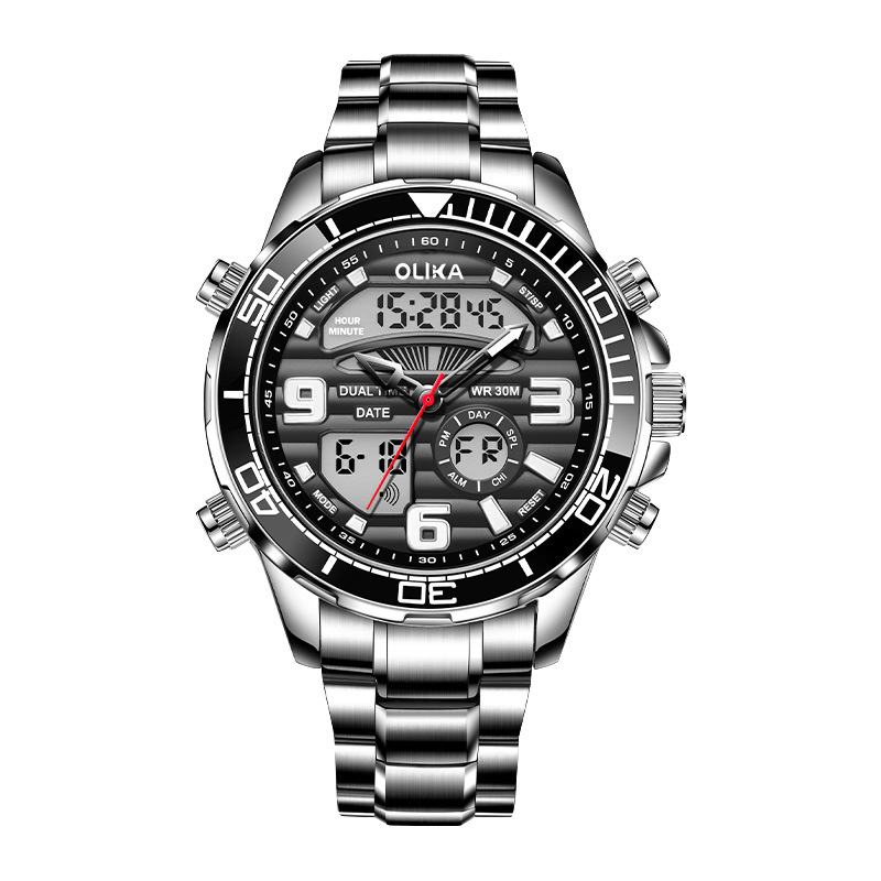 Multifuncional impermeable reloj de hombre luminoso estudiante fresco reloj electrónico doble pantalla temporización reloj despertador deportivo reloj de cuarzo