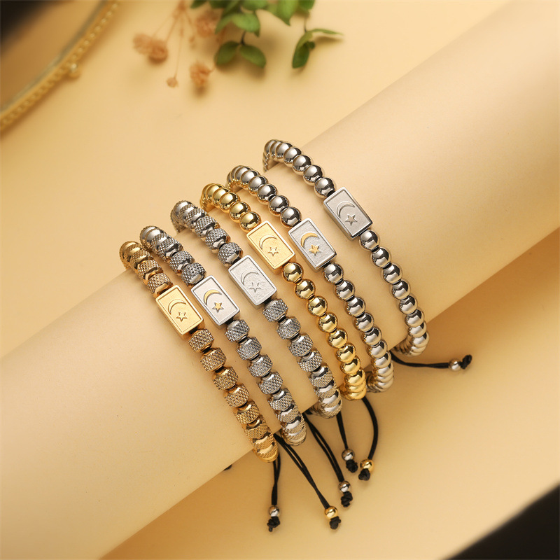 Transfronterizo Amazon Star Moon Cube Pulsera Diseño tejido a mano Pulsera de hombre europeo y americano Spot al por mayor