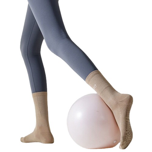 Yoga socks non-slip professional pure cotton boneless women's mid-calf indoor sports fitness yoga socks Pilates floor socks