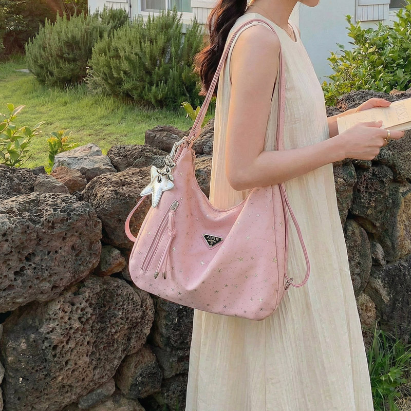 Star-Style Large-Capacity Shoulder Bag for Women, Casual Versatile Cute Backpack, Simple Fashionable Fresh Tote Bag