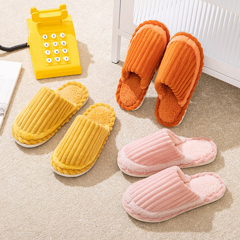 Домашние хлопковые тапочки Qida Shun для осени и зимы, теплые хлопковые тапочки для мужчин и женщин, домашние меховые тапочки для пар, нескользящие и теплые.