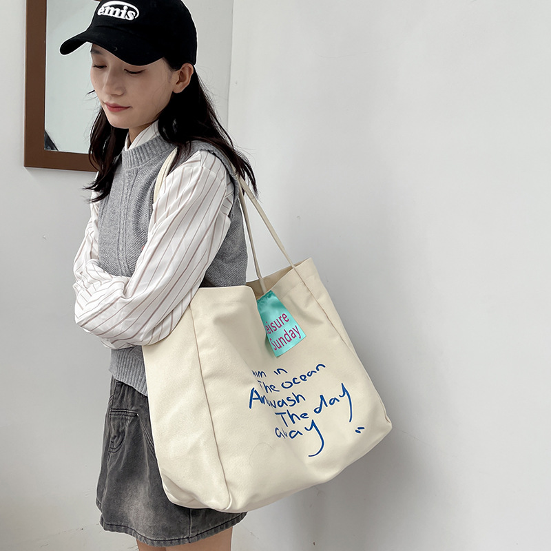 경량 캐주얼 게으른 돛 천 가방 여성용 대용량 단거리 편지 토트백 학생 수업 통근 가방