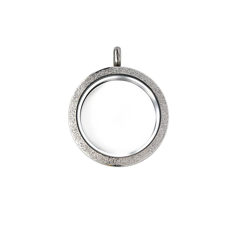 Gawu caja de acero inoxidable redonda de cristal caja de la foto cinabrio COLLAR COLGANTE hombres y mujeres Universal de múltiples tamaños disponibles