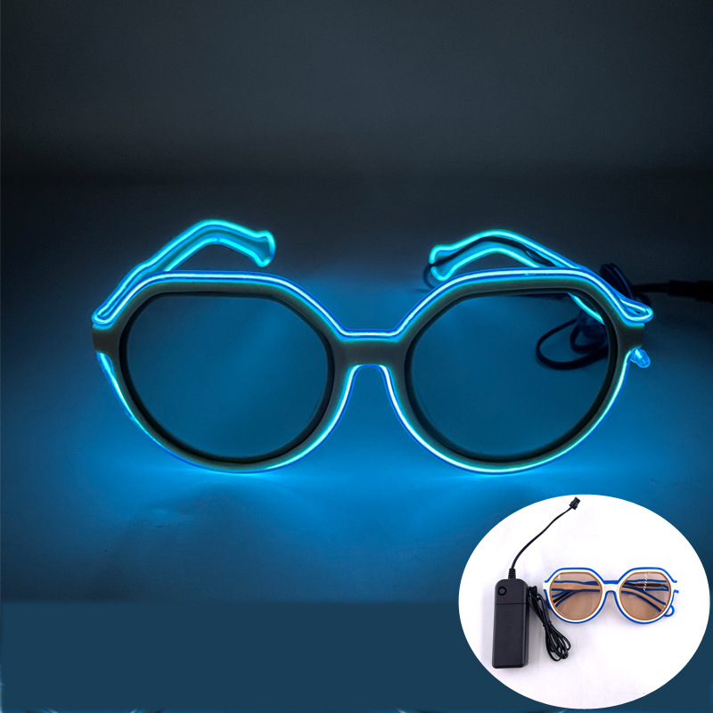 Gafas luminosas LED Barra KTV Equipo nocturno Gafas EL Gafas luminosas Oval Retro Moda Tinta Espejo