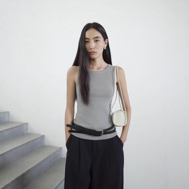 Love and Nancy Thirteen Lines Minimalist Autumn Ribbed Round Neck Soft Breathable Skin-Friendly Textured Wool Vest 02949