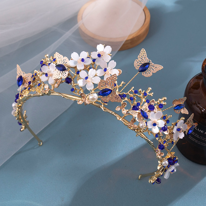 Rhinestones Inlay Material 1 Piece Quantity Women's Elegant Bridal Streetwear Crown Flower Alloy Plating Inlay Rhinestones Hair Band