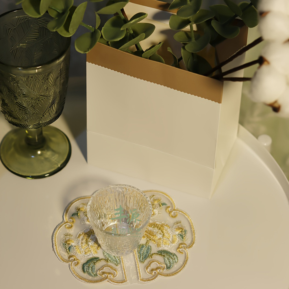 Chinese-style embroidery fabric, Chinese-style flower yellow embroidery decoration, Chinese-style embroidery decoration wedding dress fabric pic 4