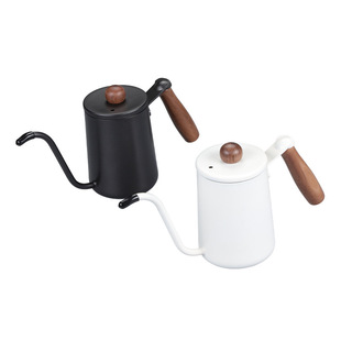 Black Walnut Handle Gooseneck Pot 350ml Stainless Steel Hand Brewed Coffee Pot with Thermometer Household Coffee Pot
