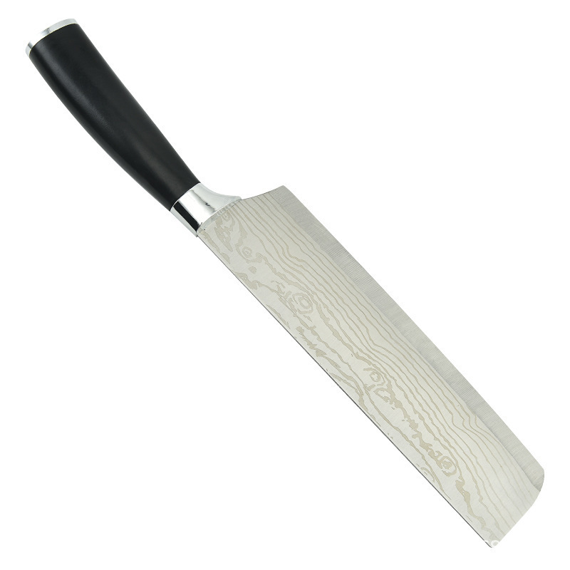 Cuchillo de cocina de comercio exterior, cuchillo de pintura en aerosol de acero inoxidable, mango de Damasco, patrón láser, cuchillo único, succión de doble cara, súper buen producto al por mayor