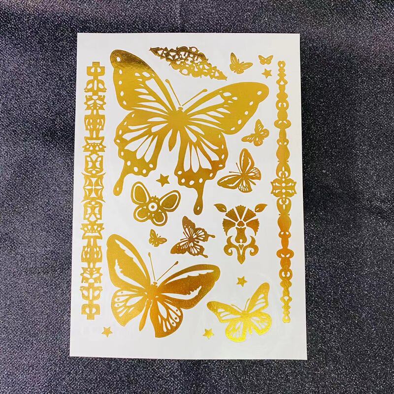 Henna Waterproof Mandala Henna Gold and Silver Metallic Glitter Tattoo Stickers Bohemian Style Gold Foil Stickers