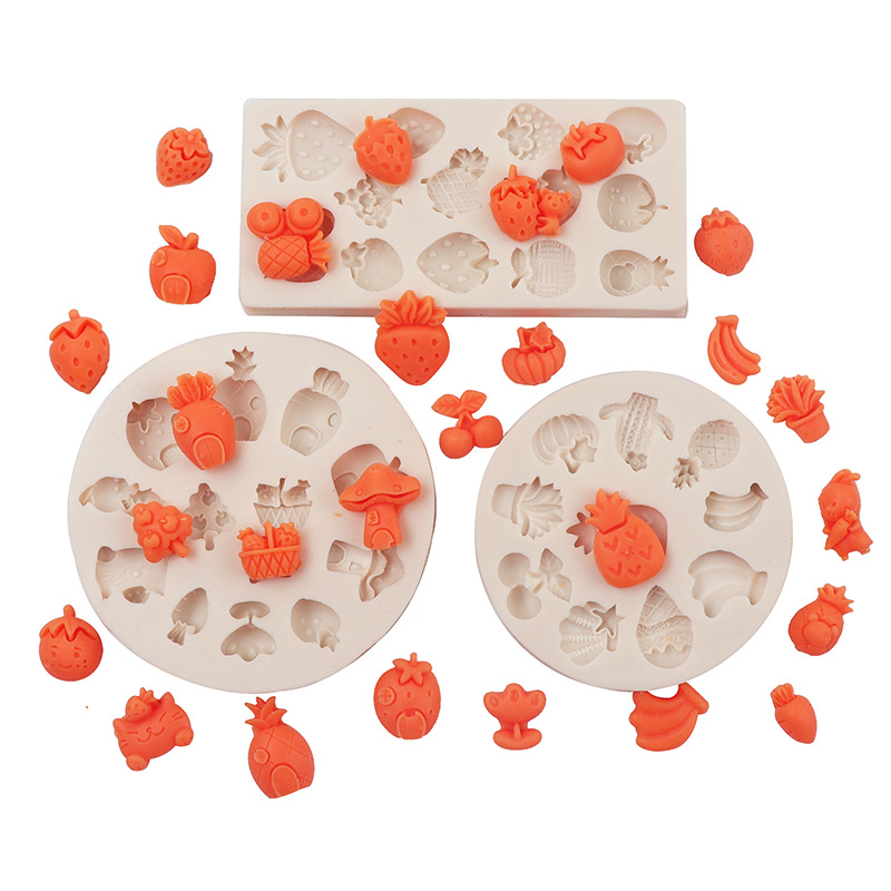 Epoxi molde fresa plátano Fondant chocolate molde de silicona Zanahoria Apple seta pastel molde para hornear