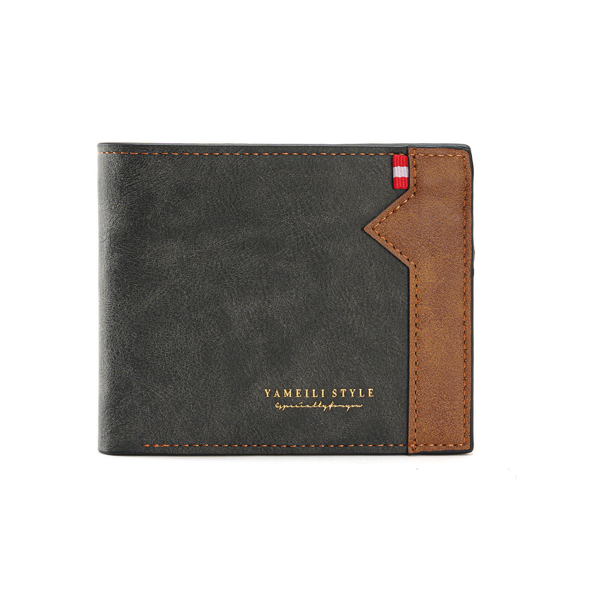 Cartera de nuevo estilo para hombre Cartera casual de moda con posiciones de múltiples tarjetas cortas para hombres y jóvenes Cartera suave horizontal abierta delgada para hombres