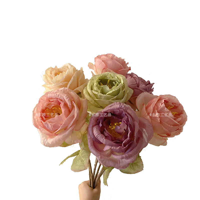 Borde de goma artificial retro transfronterizo Rosa quemado solo borde al horno flor falsa ramo de la boda borde quemado artificial Rose