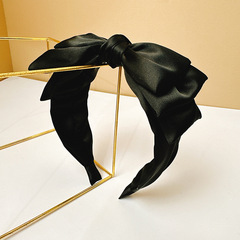 黑色蝴蝶結時尚發箍2024新款設計感洗臉髮帶女士簡約外出氣質發箍