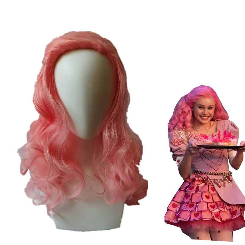 Movie Descendants 4 Wig Descendants 4 Starlight Successor Queen of Hearts Hand Roll Wig Pink Curly Hair