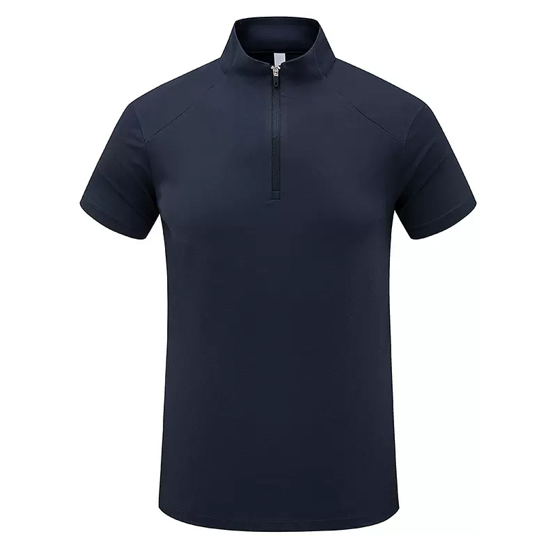 现货男士半拉链POLO衫运动速干短袖夏季户外通勤高端薄款立领t 恤