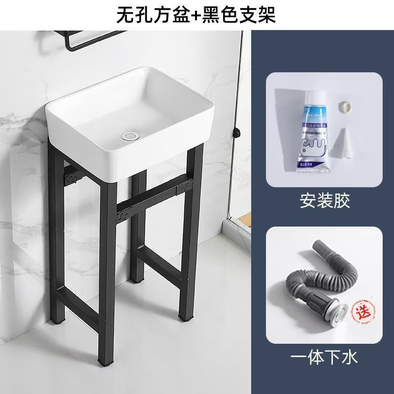 バルコニーセラミック洗面柱洗面台床置き型厚いスチールフレーム一体型洗面台屋外洗面台トイレ洗面台|undefined