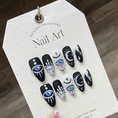 Wanmo Eye|Grotesque Fun Doodle Matte Handmade Nail Art Trendy Cool Chubby Girl Dark Style Wearable Nail