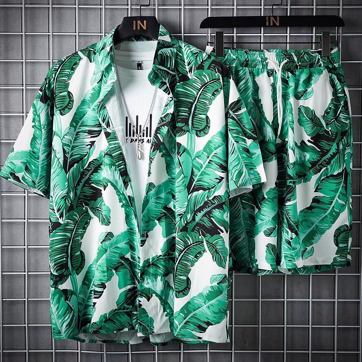 Hawaii Holiday ropa de playa traje casual de moda para hombres camisa de manga corta para hombres pantalones cortos sueltos ropa hermosa camisa floral