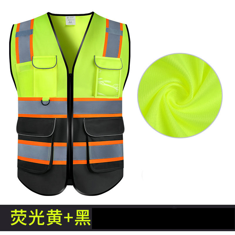 Factory Direct Sales Reflective Vests with Multiple Pockets, Traffic Construction Safety Vests, Wholesale Construction Night Workwear with Free Lettering
