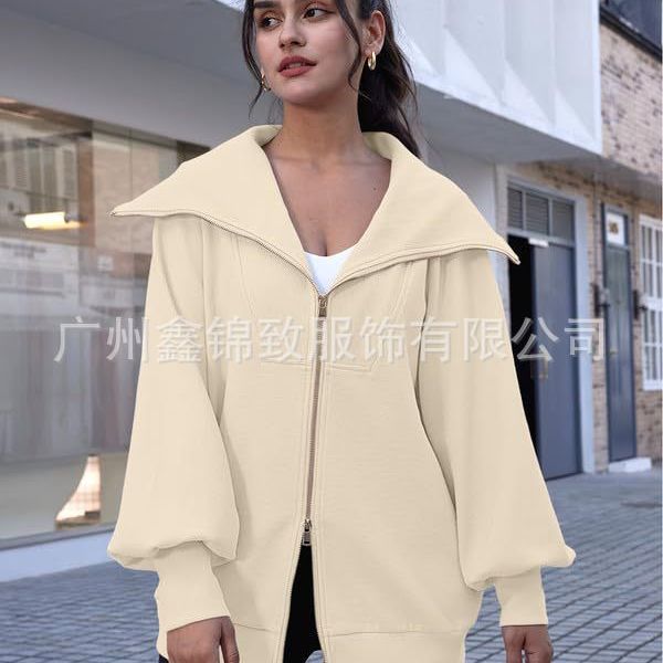 2023 Amazon mujeres de gran tamaño cremallera lindo sudadera chaqueta ropa 2023 otoño y el invierno la moda