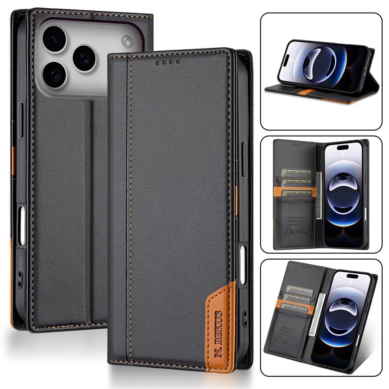 Suitable for Iphone17Promax Mobile Phone Leather Case Anti-Theft Flip Cover Apple 16 Card Splicing Magnetic Protective Cover Suitable for Iphone17Promax Mobile Phone Leather Case Anti-Theft Flip Cover Apple 16 Card Splicing Magnetic Protective Cover
