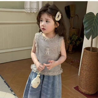 女童背心外穿纯棉夏季2025薄款打底夏装短款吊带夏天儿童无袖上衣