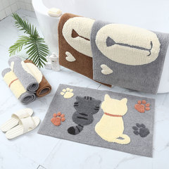 Cartoon flocking bedroom bathroom bathroom water-absorbent non-slip carpet floor mats cute cat entrance door mats on behalf of