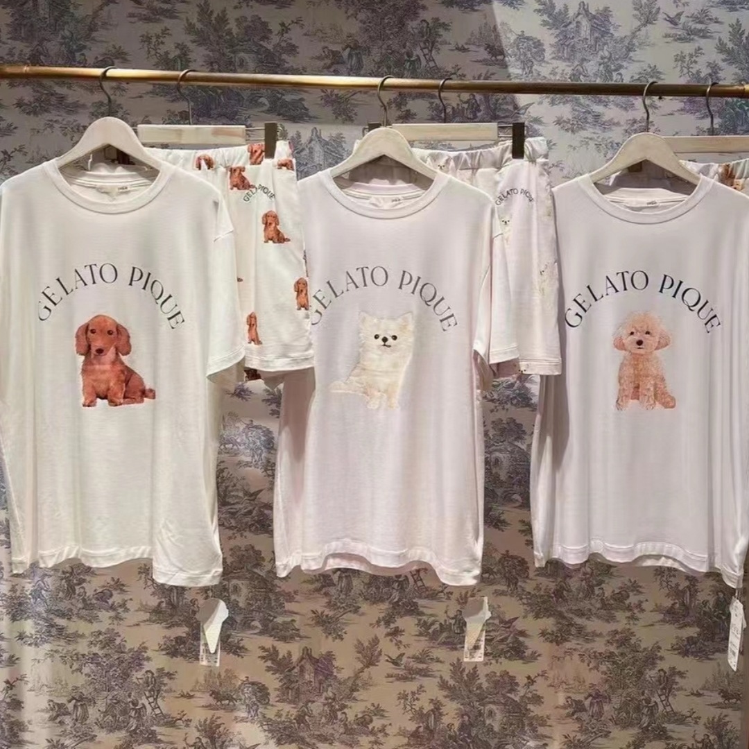 Gp Pajamas Without Labels # Price for Smashing Pots and Selling Iron # Cute Dog Cartoon Print Round Neck Shorts Women's Loungewear Set