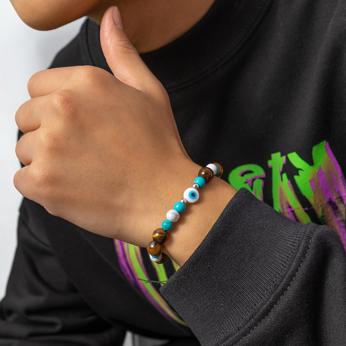 Fashion Round Turquoise Beaded Bracelets 1 Piece