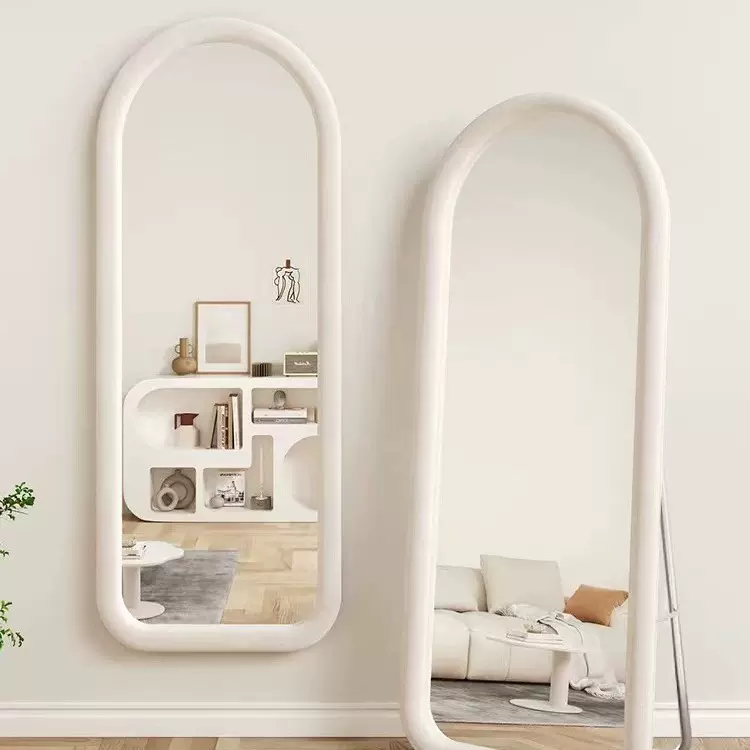 全身镜网落地奶油ins试衣穿衣镜简约家用落地镜女生卧室异形镜子