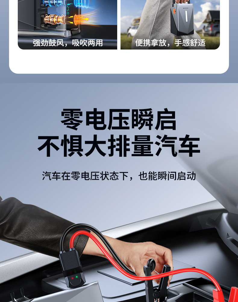 Car Emergency Start Power Supply Car Inflatable Pump Blowing All-in-One New 12V Multifunctional Power Pickup