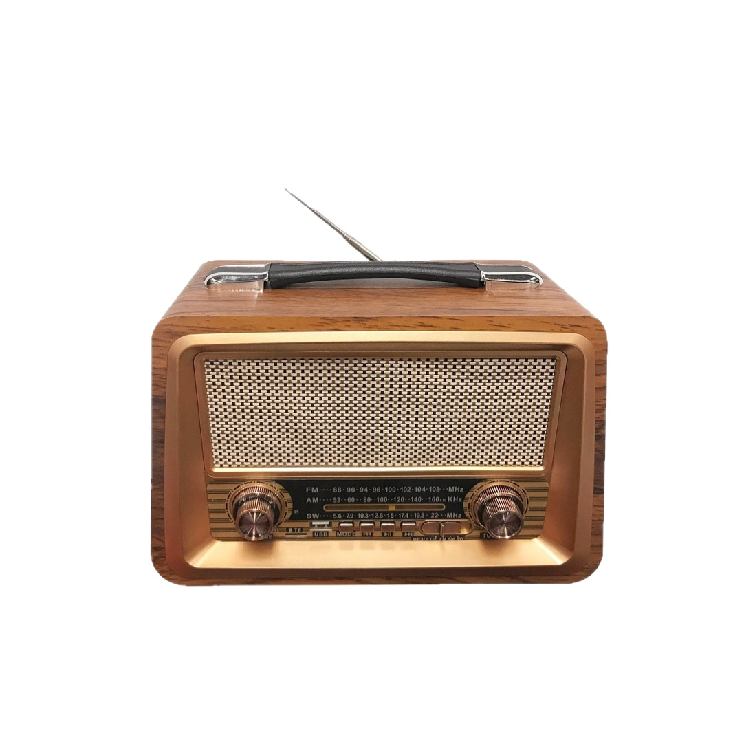 Venta de fábrica FM/AM/SW de tres bandas con reproducción de MP3 retro Bluetooth tarjeta caja de madera radio