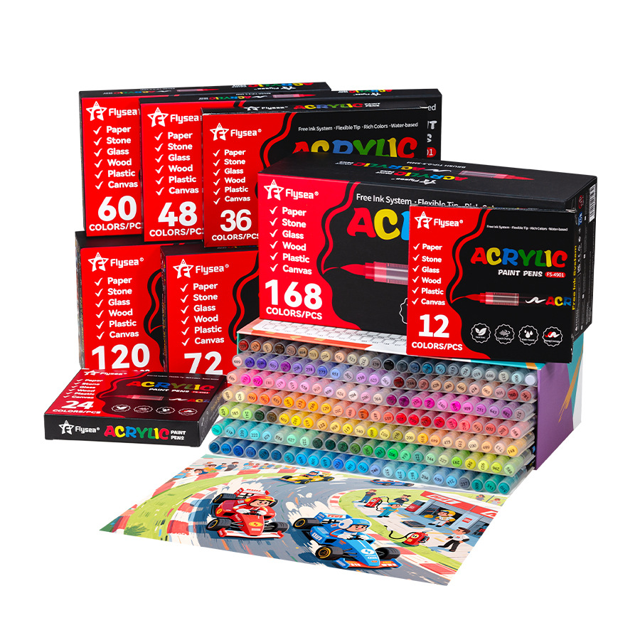 Flysea cruzando el océano 4901 pluma de acrílico líquida directa de gran capacidad se puede apilar papel opaco pincel de pintura de graffiti