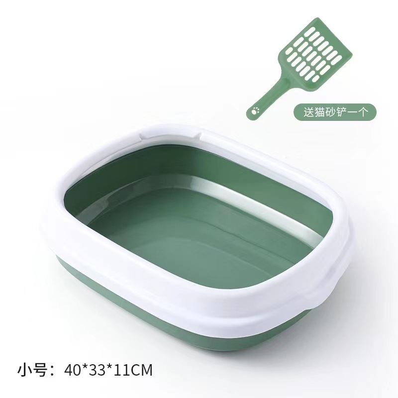 En stock caja de arena para gatos al por mayor semi-cerrado gato inodoro anti-salpicaduras caja de arena para gatos PP Cat Basin suministros para mascotas