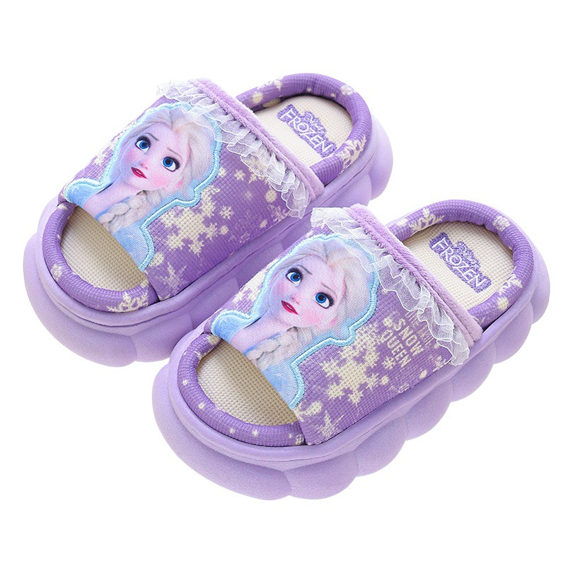 Primavera y otoño sandalias de lino Aisha princesa niña casa cuatro estaciones transpirable bebé piso zapatillas cómodas