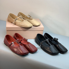 玛丽珍鞋法式复古羊皮鞋T型扣带单鞋方头平跟Hereu西班牙手工女鞋