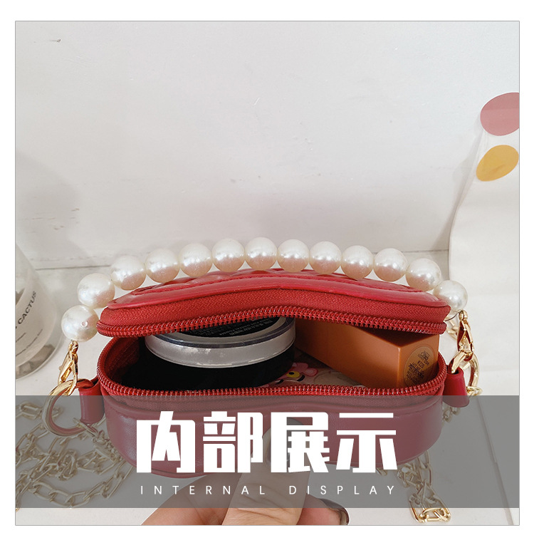 Lingge Pearl Chain Children's Bag Fashion One-shoulder Messenger Bag Coin Purse display picture 4