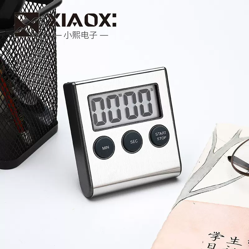 不锈钢厨房计时器铁面多功能定时器倒计时支架磁铁计时器现货货源