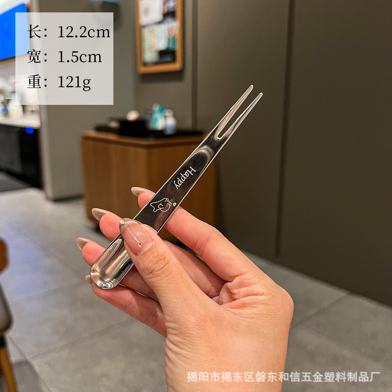 食品グレードのフルーツフォーク 316L ステンレス鋼フォーク子供用ポータブルデザートフォークケーキスナックフォーク|undefined